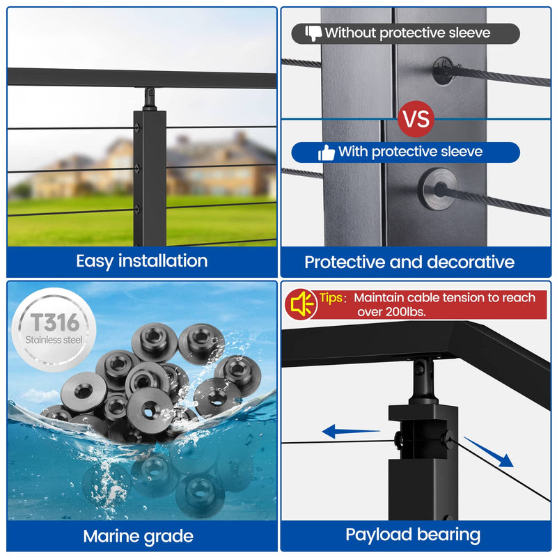 Load image into Gallery viewer, stainless steel cable railing grommet
