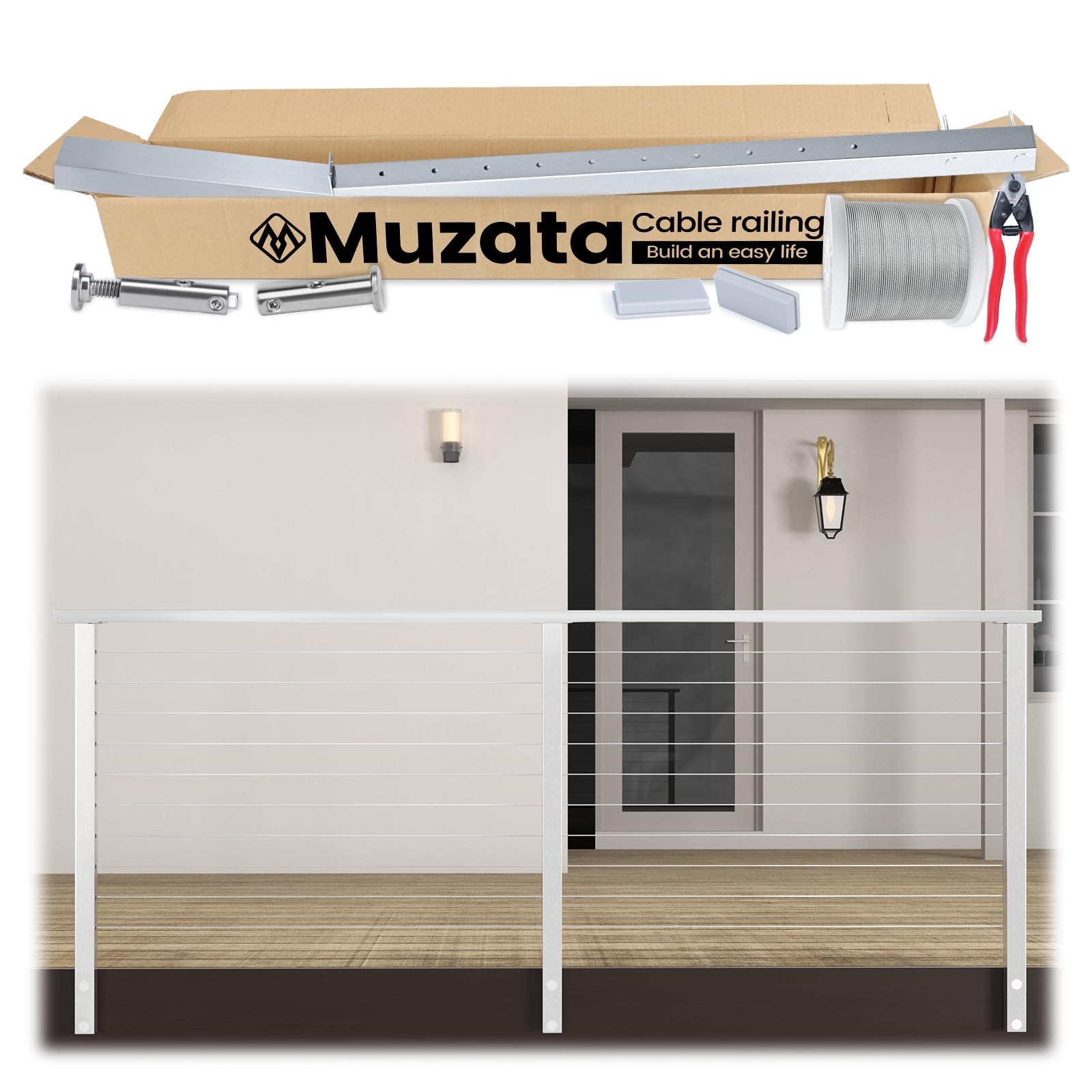 Brushed Side Mount Cable Railing System for Horizontal | Muzata