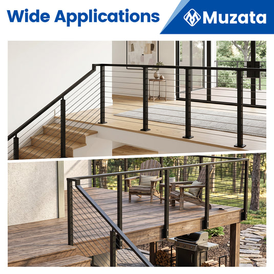 Muzata Black Stainless Steel Handrails Connector for Stair to Level HA46 BP4