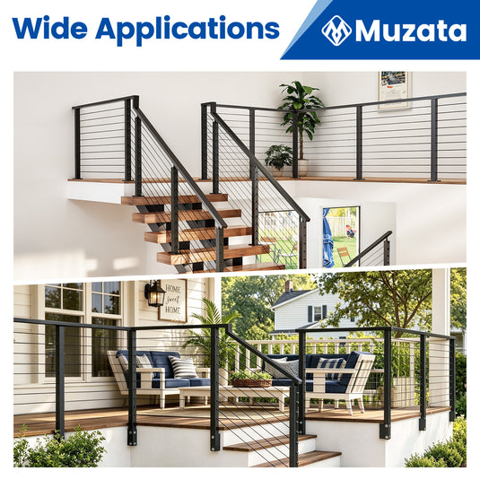 Muzata Black Stainless Steel Handrails Connector for Stair to Level HA46 BP4