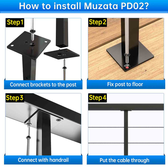 Muzata 42"x3/4" (Post Body 41") Level drilled Middle Post PD72 BHAL - Muzata