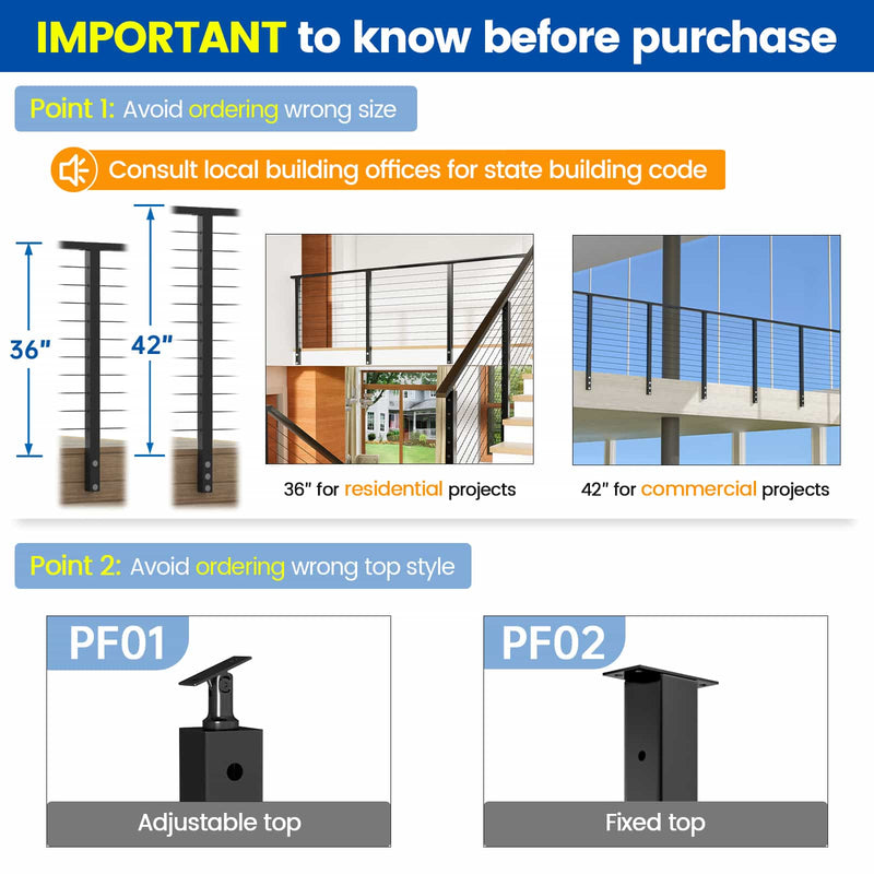 Load image into Gallery viewer, Muzata 42&quot; Black Stainless Steel Side Mount Post, Level Drilled  PF02 BH4L
