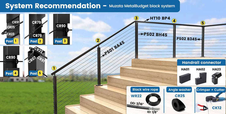 MetalBudget black-top mount cable railing system – Muzata