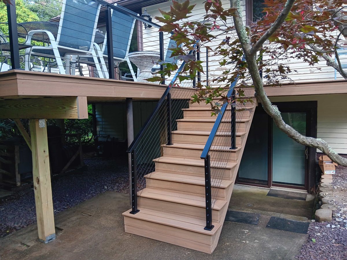 Muzata 36 Brushed Horizontal Cable Railing System - Complete DIY Kit