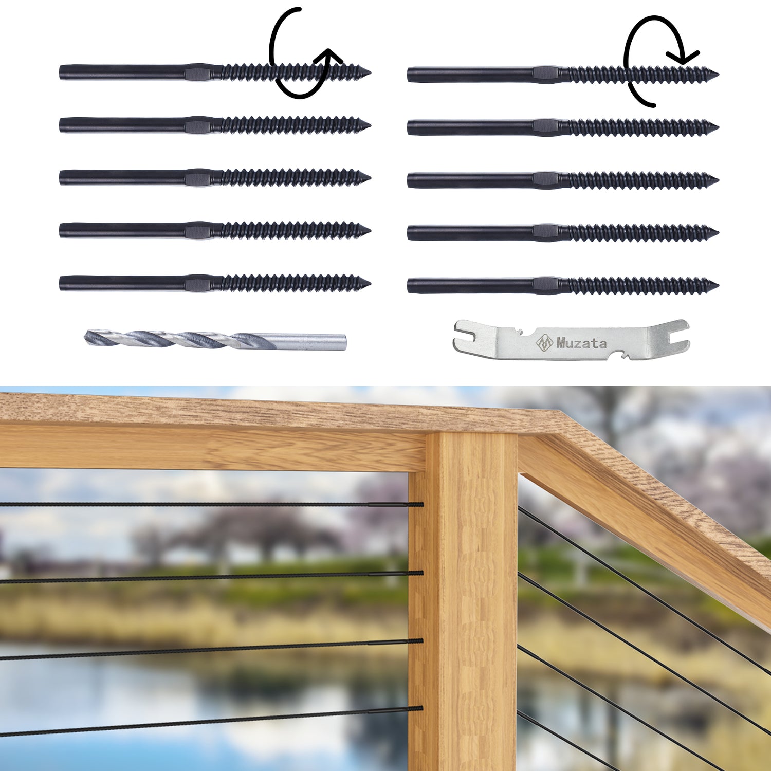 Buy Cable Railing Kits for Wood Posts | Muzata Railing