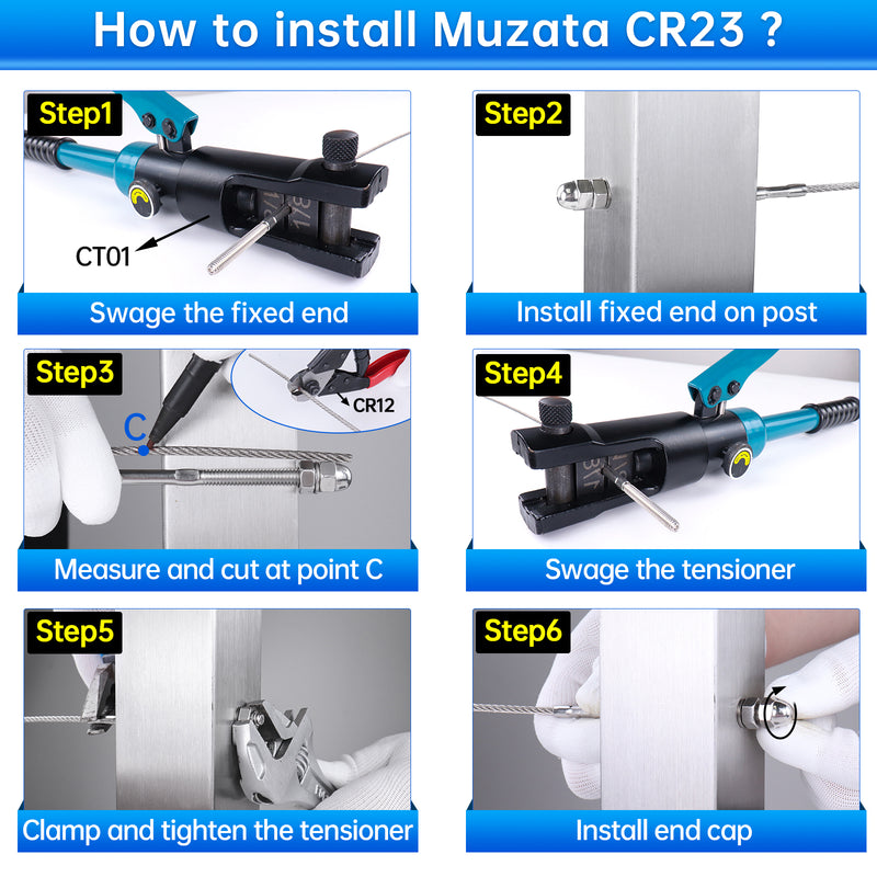 Load image into Gallery viewer, Muzata 1/8&quot; T316 Swage Stud Tensioner CR23
