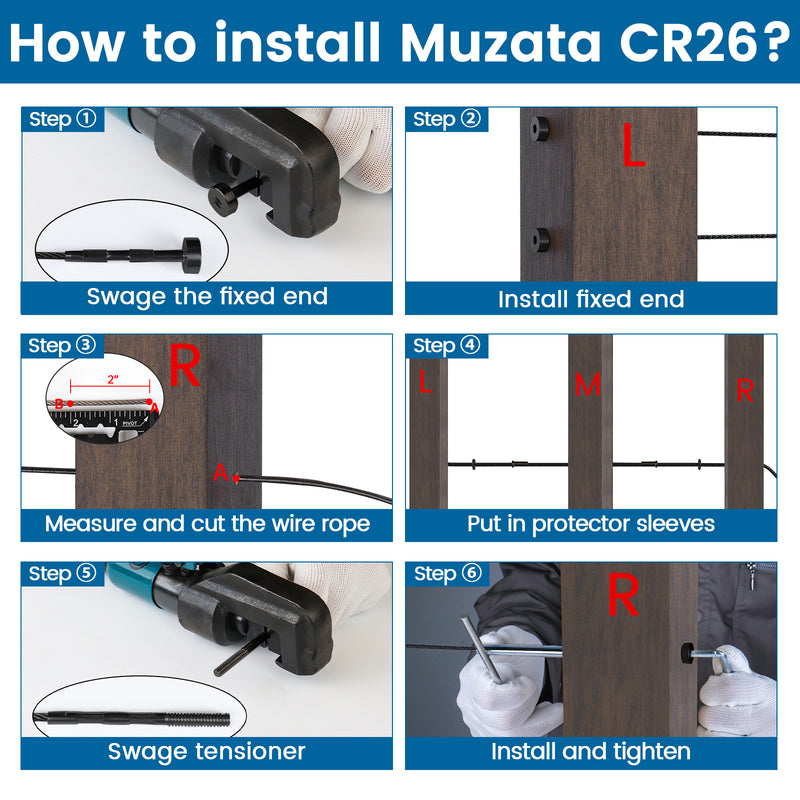 Load image into Gallery viewer, Muzata 1/8&quot; Black Invisible Tensioner and Terminal CR26
