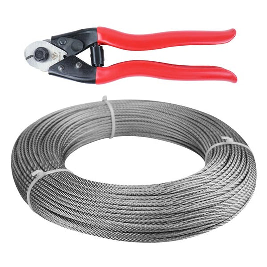 Muzata 1/8" 165ft Stainless Steel Cable 7x7 Strand with 1pc Cable Cutter WR01
