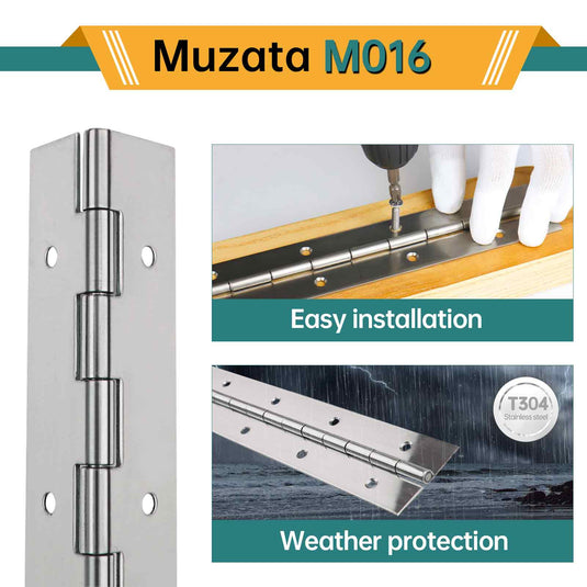Muzata 35inch, 2" Open Width, 0.06"Leaf Thickness, Heavy Duty Stainless Steel Piano Hinge, M016