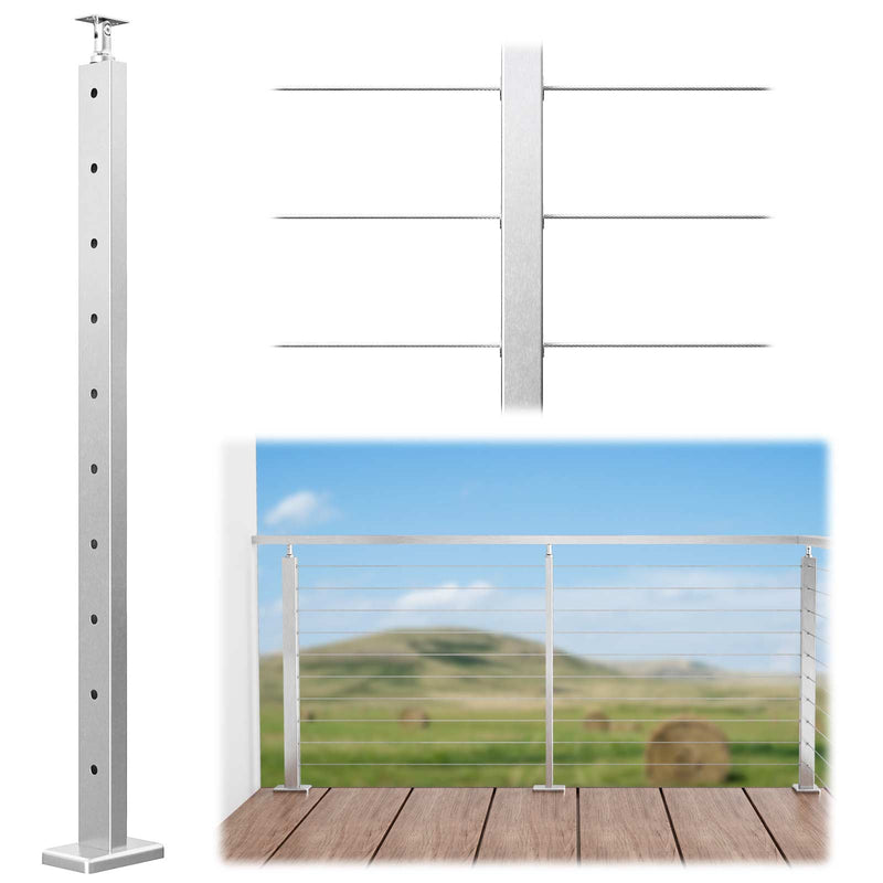 Load image into Gallery viewer, Muzata 36&quot;x1&quot;x2&quot; (Post Body 33&#39;&#39;) T304 Brushed Level-drilled Post PS11 LH4S-EPS
