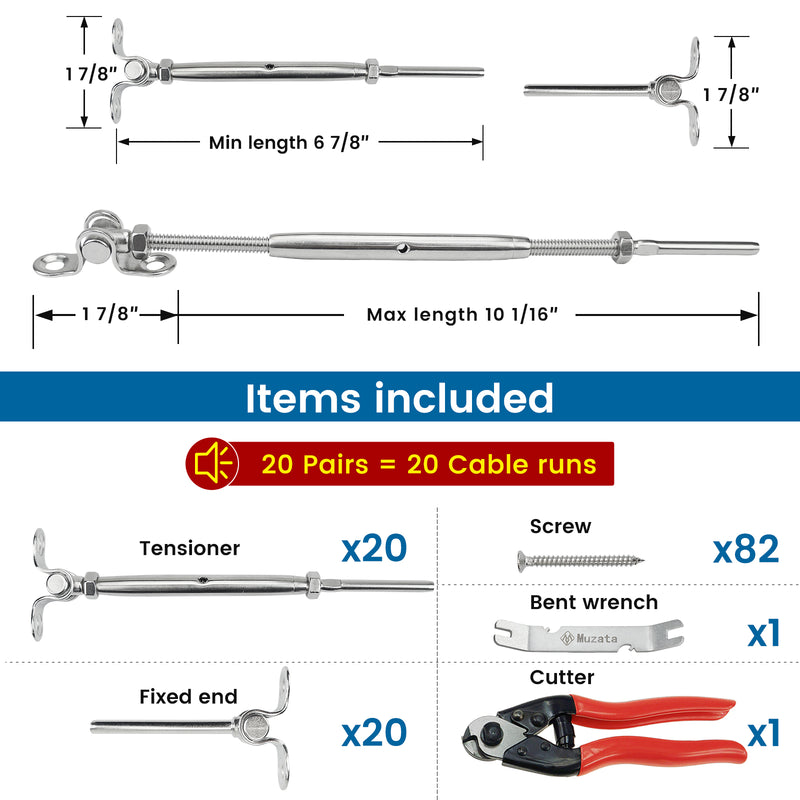 Load image into Gallery viewer, Muzata 1/8&quot; 180° Adjustable T316 Stainless Steel Toggle Turnbuckle CK07
