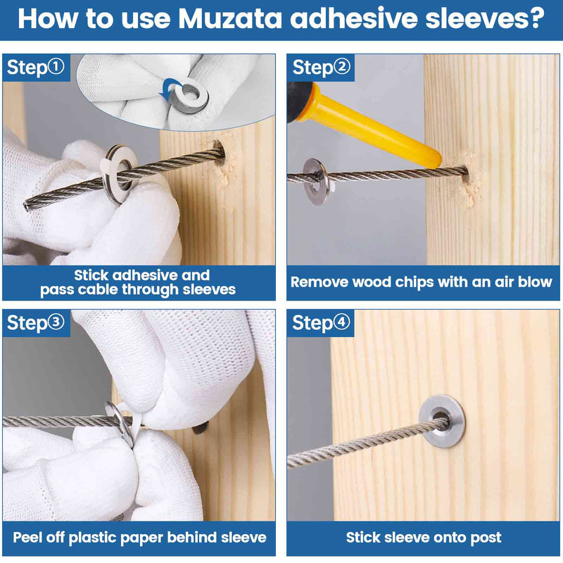 Load image into Gallery viewer, Muzata T316 Adhesive Sleeves of Multiple Holes For Wood Metal Posts
