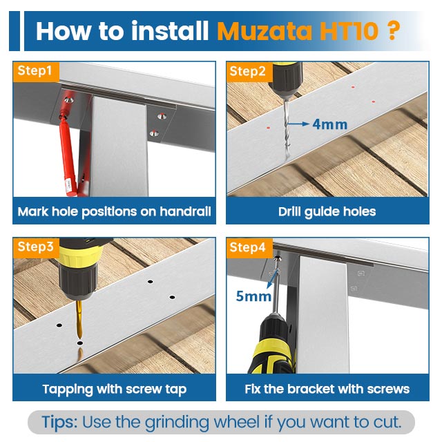 Sample Muzata Stainless Steel Flat Handrail HT10 SL4