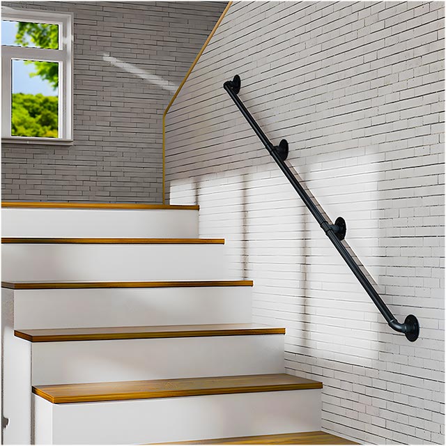 Load image into Gallery viewer, Muzata Black Galvanized Steel Pipe Handrail HW20 BBG
