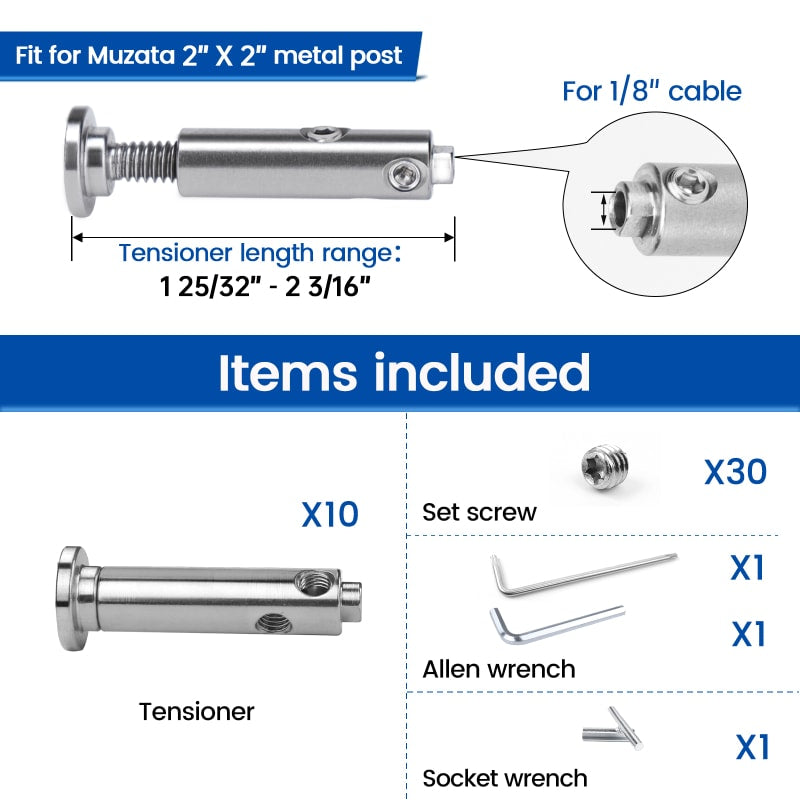 Load image into Gallery viewer, Muzata 1/8&quot; Invisible Swageless Cable Railing Tensioner CB04
