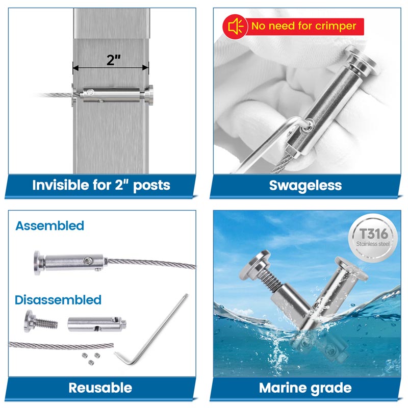 Load image into Gallery viewer, Muzata 1/8&quot; Invisible Swageless Cable Railing Tensioner and Terminal CB05
