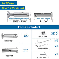 Muzata Invisible Swageless Cable Railing Tensioner and Terminal 1/8