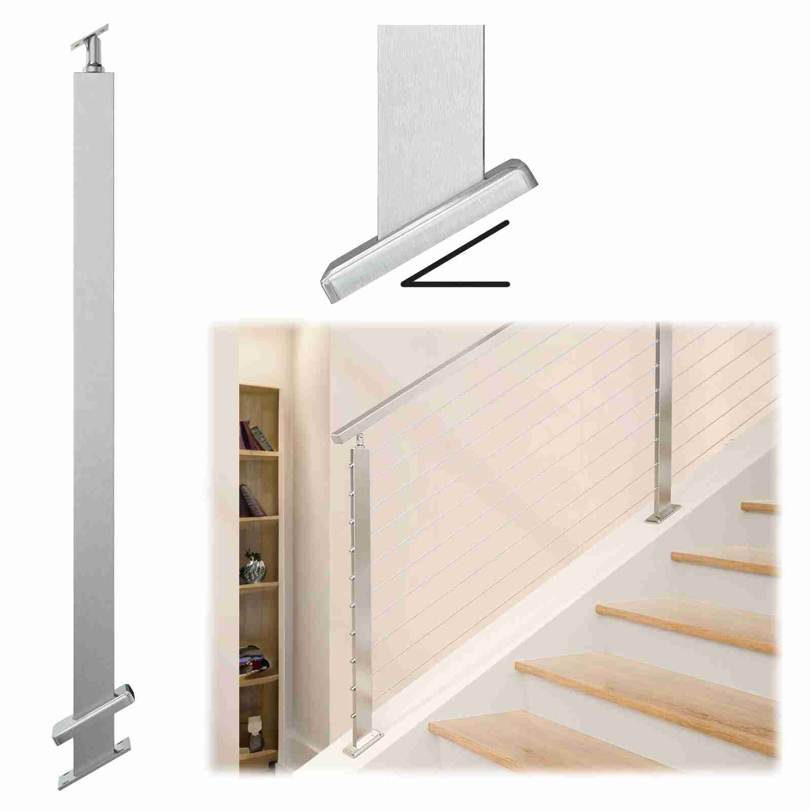 Slope Posts Muzata 36 Brushed Stainless Steel Slope Post - PR11 LA4S