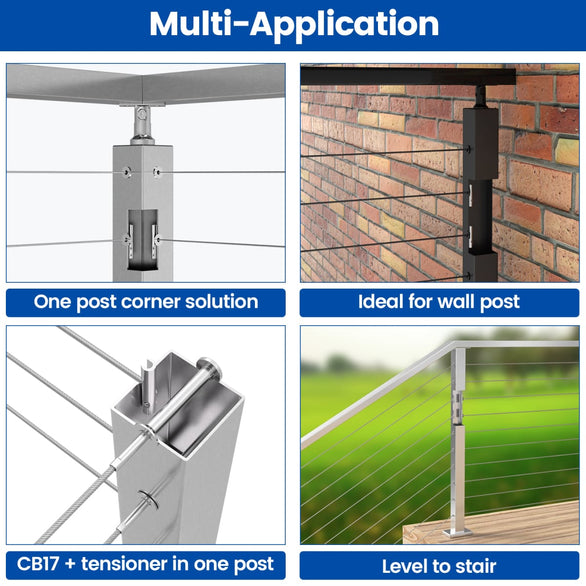 Muzata CB17 swageless fitting applications for cable railing systems