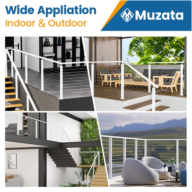 Load image into Gallery viewer, Muzata 6&#39;6&quot; White Flat Stainless Steel Handrail HT10 WP4
