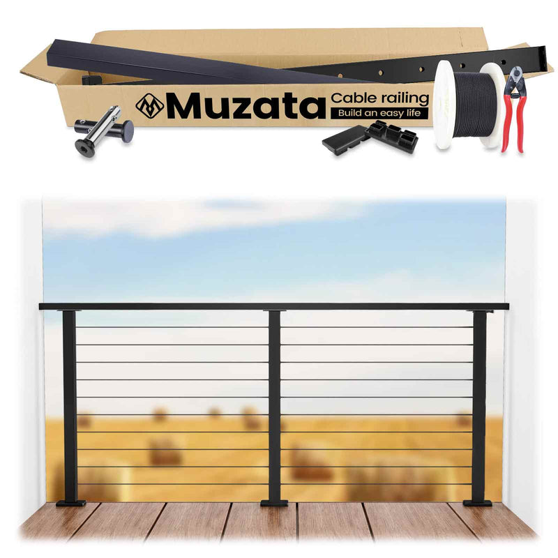 Load image into Gallery viewer, Muzata 6.5ft，13ft，20ft Complete Set Cable Railing System, One Stop Service All-in-One DIY Kit Fit
