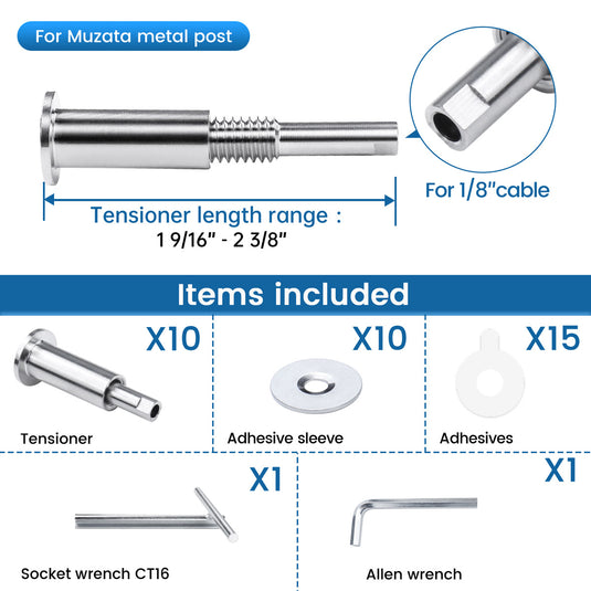 Muzata 1/8" T316 Invisible Tensioner CB40