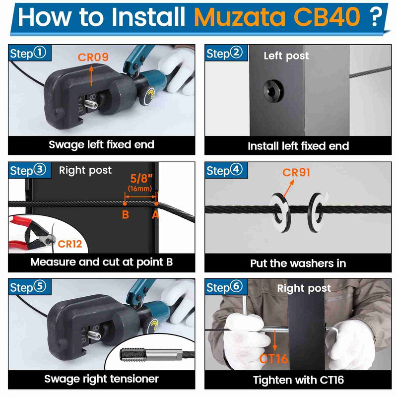 Load image into Gallery viewer, Muzata 1/8&quot; Invisible Hand Swage Tensioner CB40
