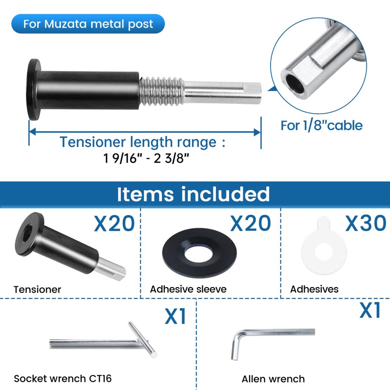 Load image into Gallery viewer, Muzata 1/8&quot; Invisible Hand Swage Tensioner CB40
