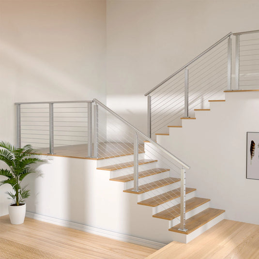 Muzata 36" Brushed Horizontal Surface Mount 6.5ft-19.5ft Complete Set Cable Railing System, One Stop Service All-in-One DIY Kit Fit