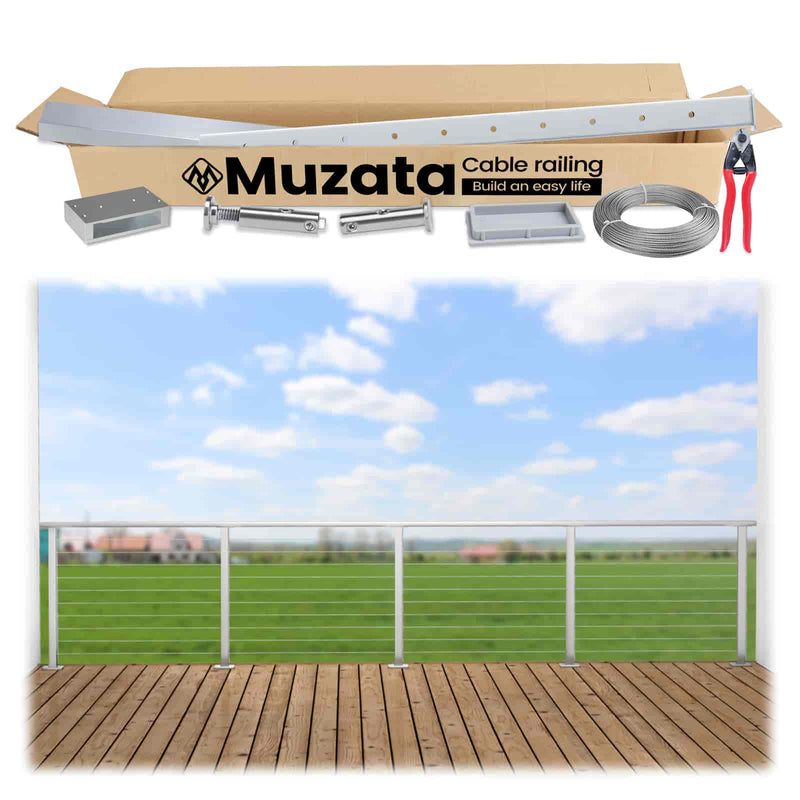 Cable Raining Kit Muzata 36 Brushed Horizontal Cable Railing System - Complete DIY Kit