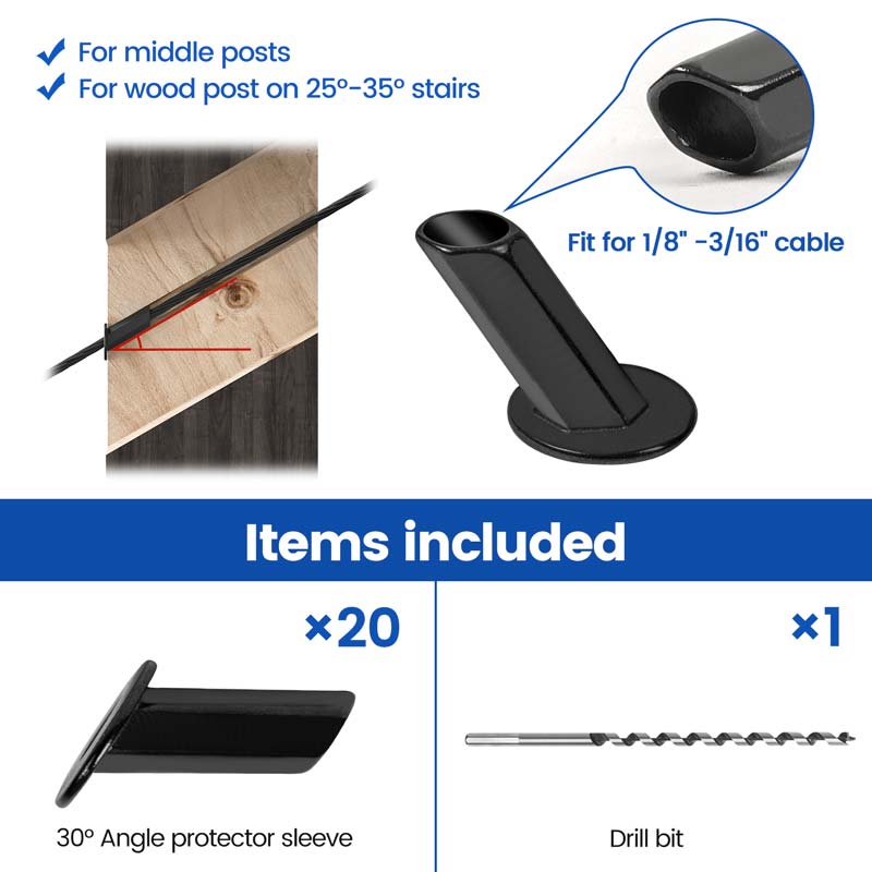 Load image into Gallery viewer, 30-degree angle protector sleeves and drill bit for cable railing system
