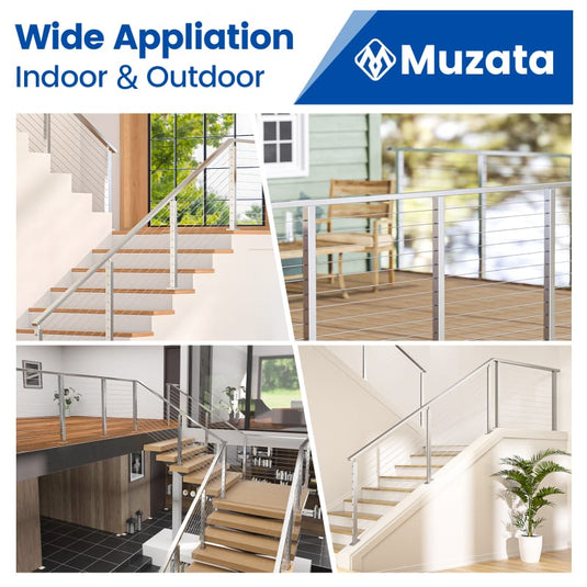 Muzata 6'6" Stainless Steel Brushed Flat Handrail Pre-drilled HT14 SL4