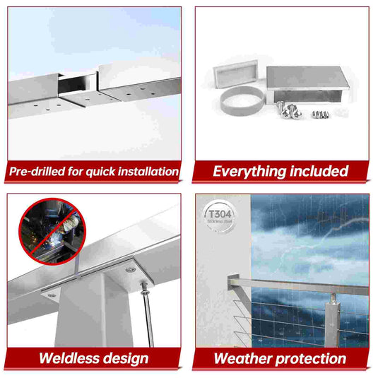 Muzata 6'6" Stainless Steel Brushed Flat Handrail Pre-drilled HT14 SL4 - Muzata