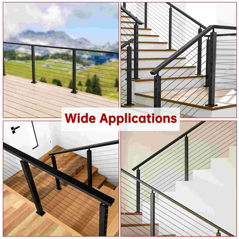 Load image into Gallery viewer, Muzata 6&#39;6&quot; Stainless Steel Flat Handrail Pre-drilled Black Rectangle HT14 BP4 - Muzata
