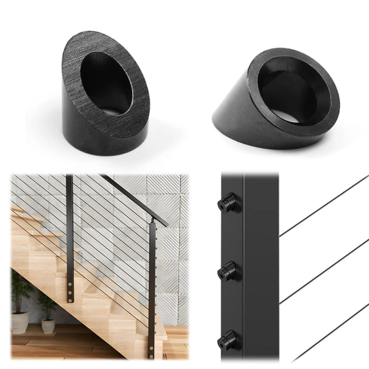 thumbnail image 2 of Black T316 Stainless Steel 30° Angled Stair Washer For 1/8″ & 3/16″ Cable Railing 2 of 4