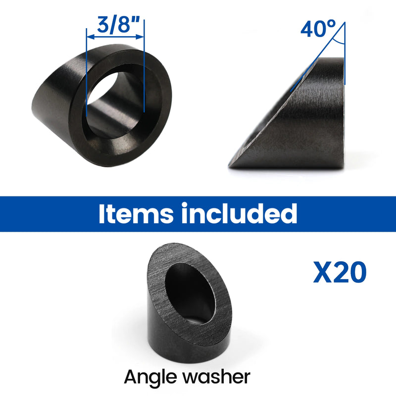 Load image into Gallery viewer, Muzata ID 3/8" Black T316 Angle Beveled Washer 35 40 45 Degrees CB21
