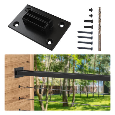 Muzata-black-handrail-end-bracket-with-installation-screws-and-drill-bit