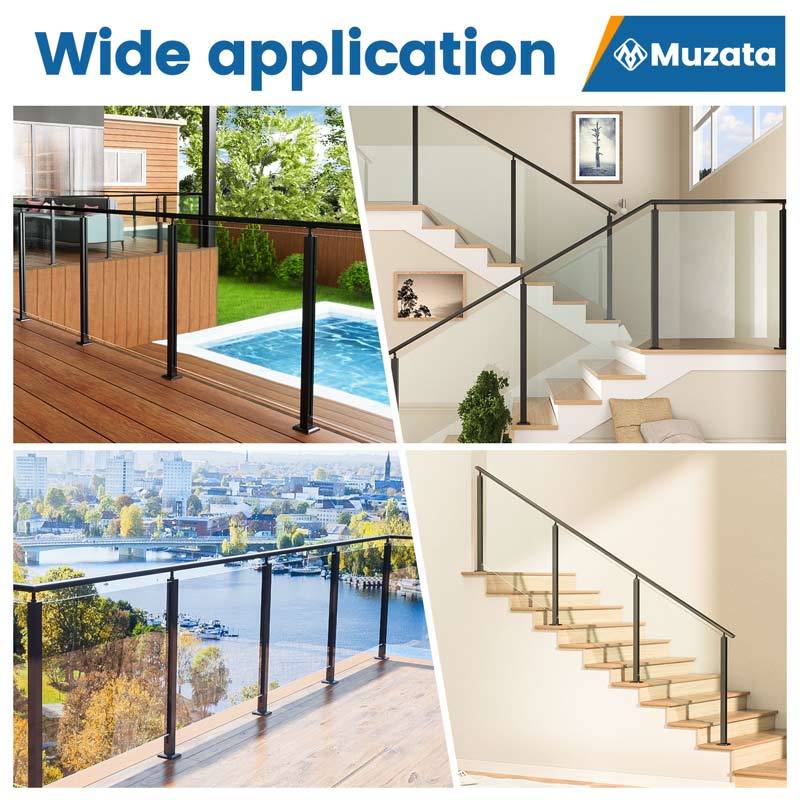 Load image into Gallery viewer, Muzata 42&quot;x2&quot;x2&quot; Black T304 Glass Railing Post with Adjustable Top, GS31 BG4
