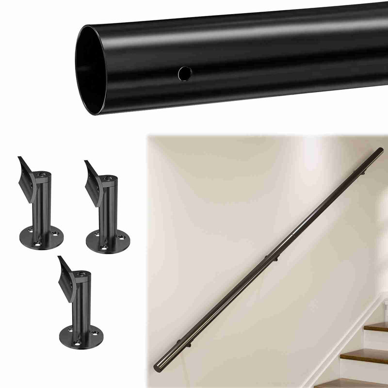 Load image into Gallery viewer, Muzata T304 Black Round Wall Mounted Handrail, HK27 BP4
