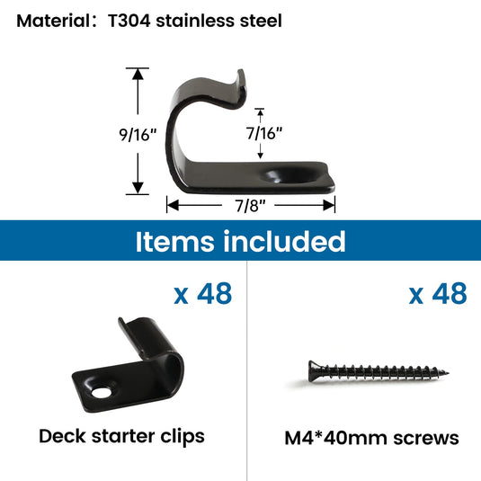 Muzata Stainless Hidden Deck Starter Clips M028