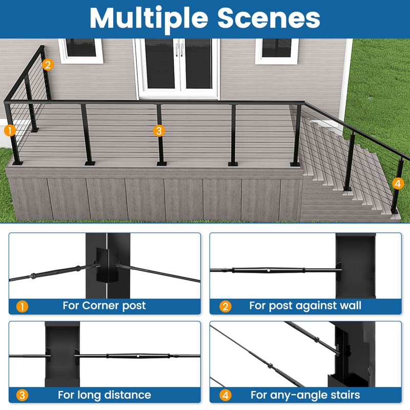 Amazon Block 21 Railing Muzata Black Cable Railing Kit CK21: Adjustable Angle