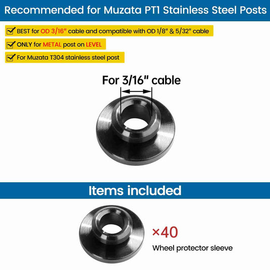 Muzata for 1/8" - 3/16" T316 Wire Rope Protector Sleeve CR90