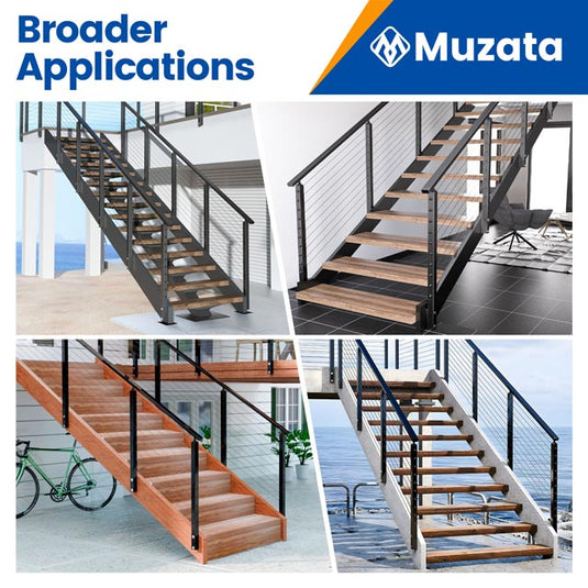 Muzata  36''x2''x2'' Black Side Mount Aluminum for 25-35 Degrees Stairway Post , PW01 BBAS