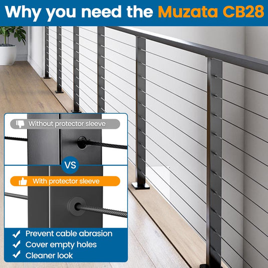Muzata 40Pack Cable Railing Kit Black Protector Sleeve