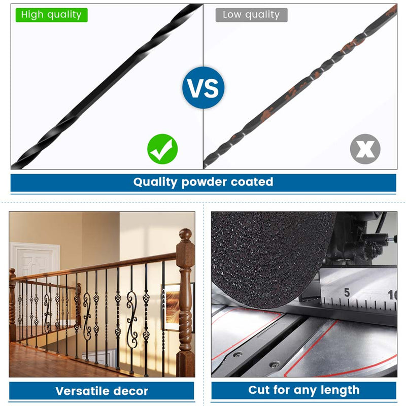 Load image into Gallery viewer, Muzata 44&#39;&#39; Wrought Iron Black Double Twist Hollow Spiral Balusters, WT14
