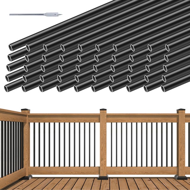 Load image into Gallery viewer, Muzata 32&quot; Round Black Aluminum 3/4&quot; Diameter Hollow Deck Balusters, WT15
