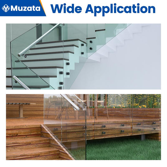 Muzata 2" Black Stainless Steel Glass Standoff for Stair Glass Railing Side Mount , GA07 BP4