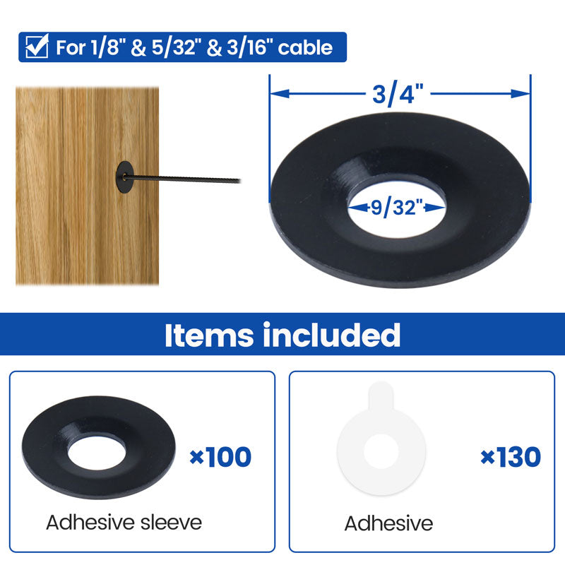 Load image into Gallery viewer, Muzata Black T316 Adhesive Sleeves of Multiple Holes For Wood Metal Posts
