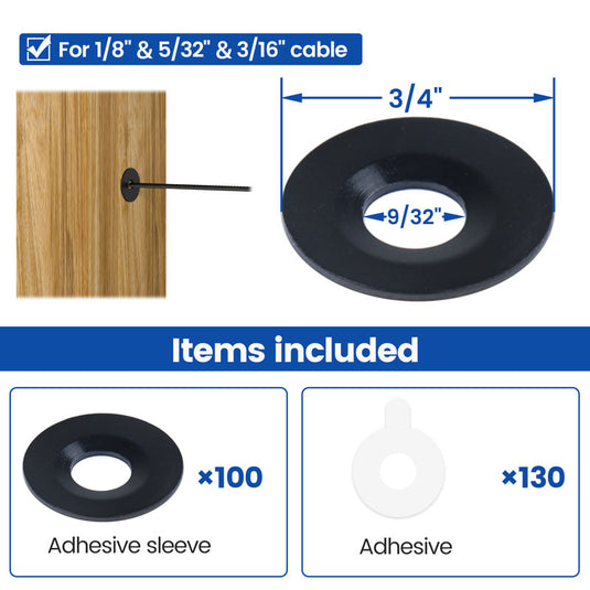 Muzata Black T316 Adhesive Sleeves of Multiple Holes For Wood Metal Posts