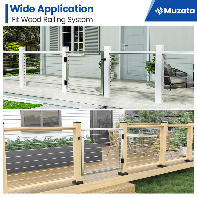 Load image into Gallery viewer, Muzata aluminum deck gate fitting wood railing systems for versatile outdoor applications.
